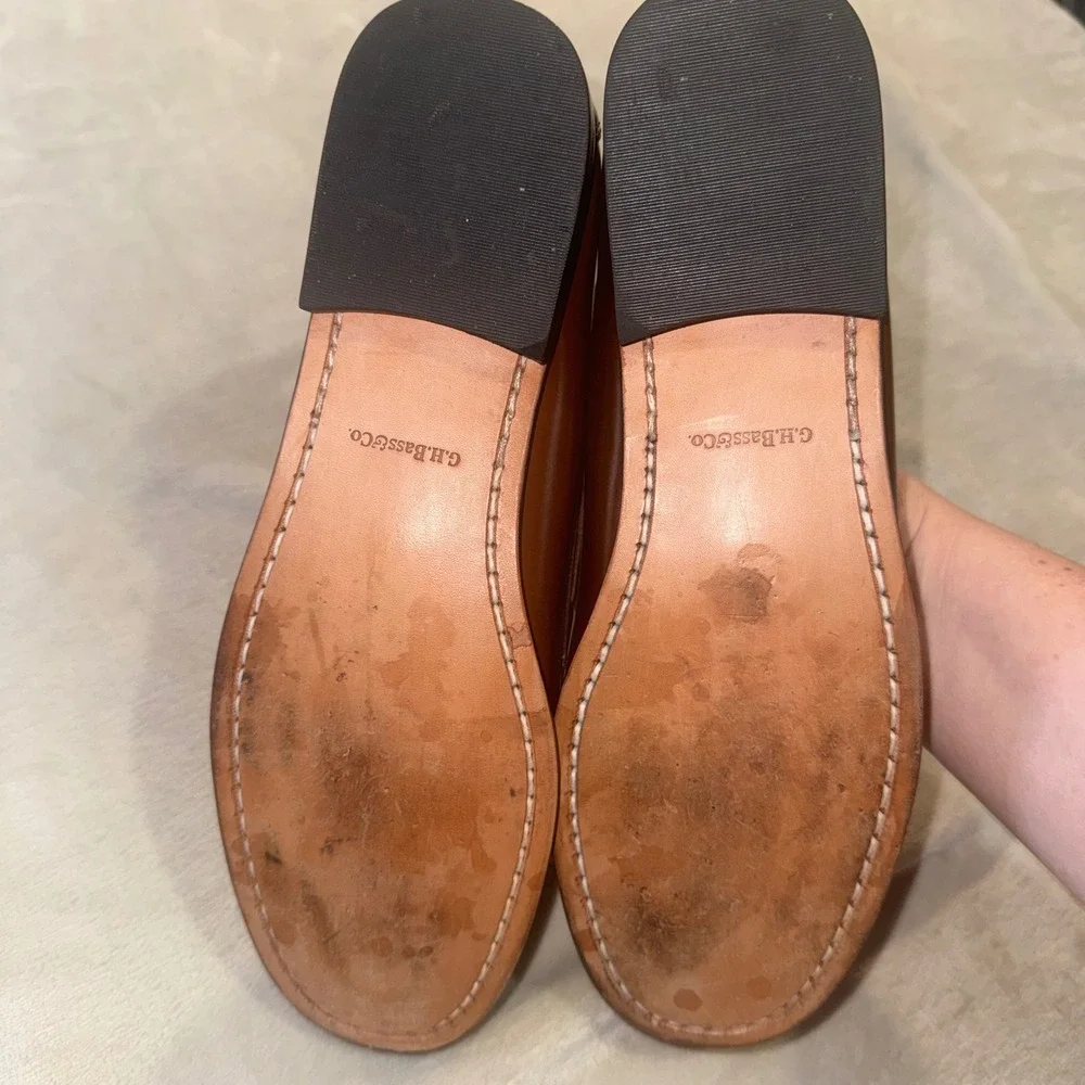 GH Bass Washington Mens 10 M Brown Leather Tassel Kiltie Loafers VTG Dress Shoes